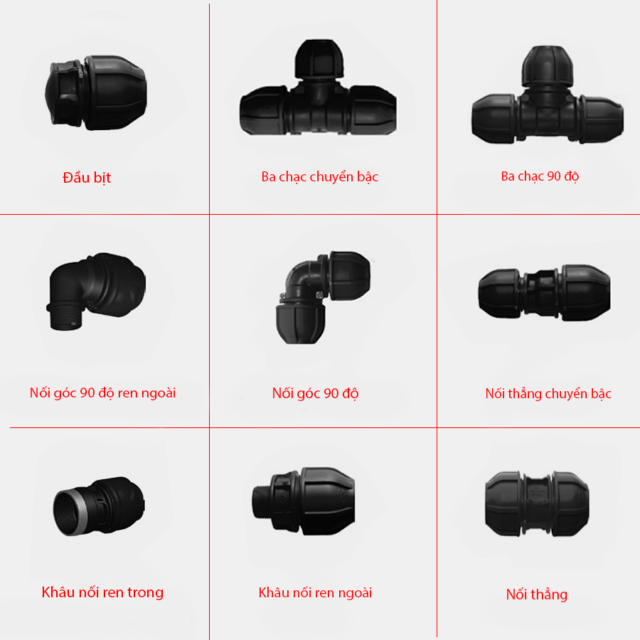 Liệt kê một số loại phụ kiện ống nhựa HDPE Hoa Sen.